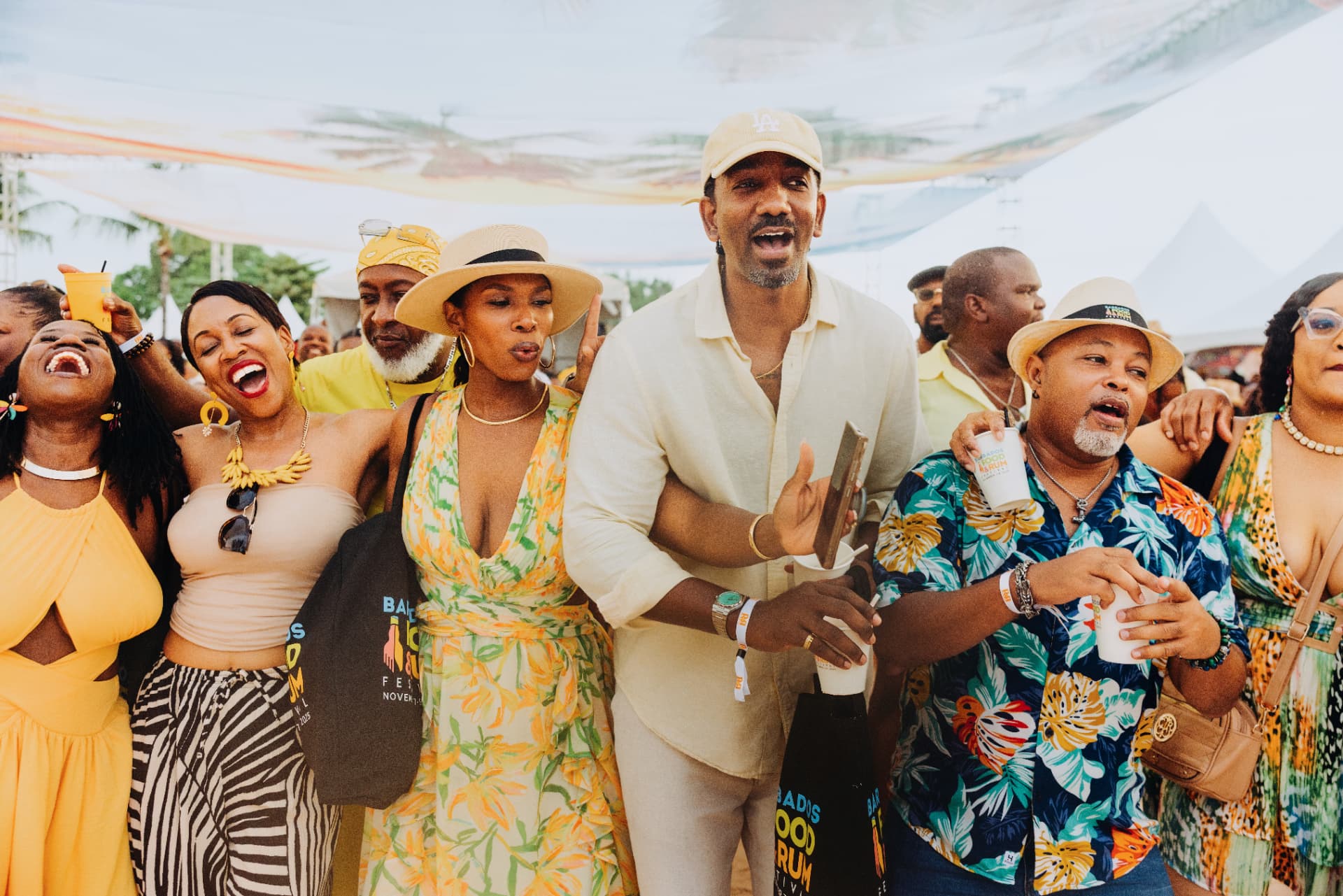 The crowd enjoying the Rise & Rum breakfast beach party at the Barbados Food & Rum Festival