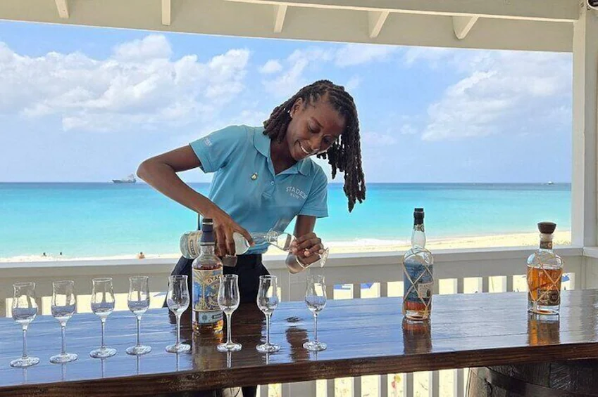 A rum tasting flight in Barbados