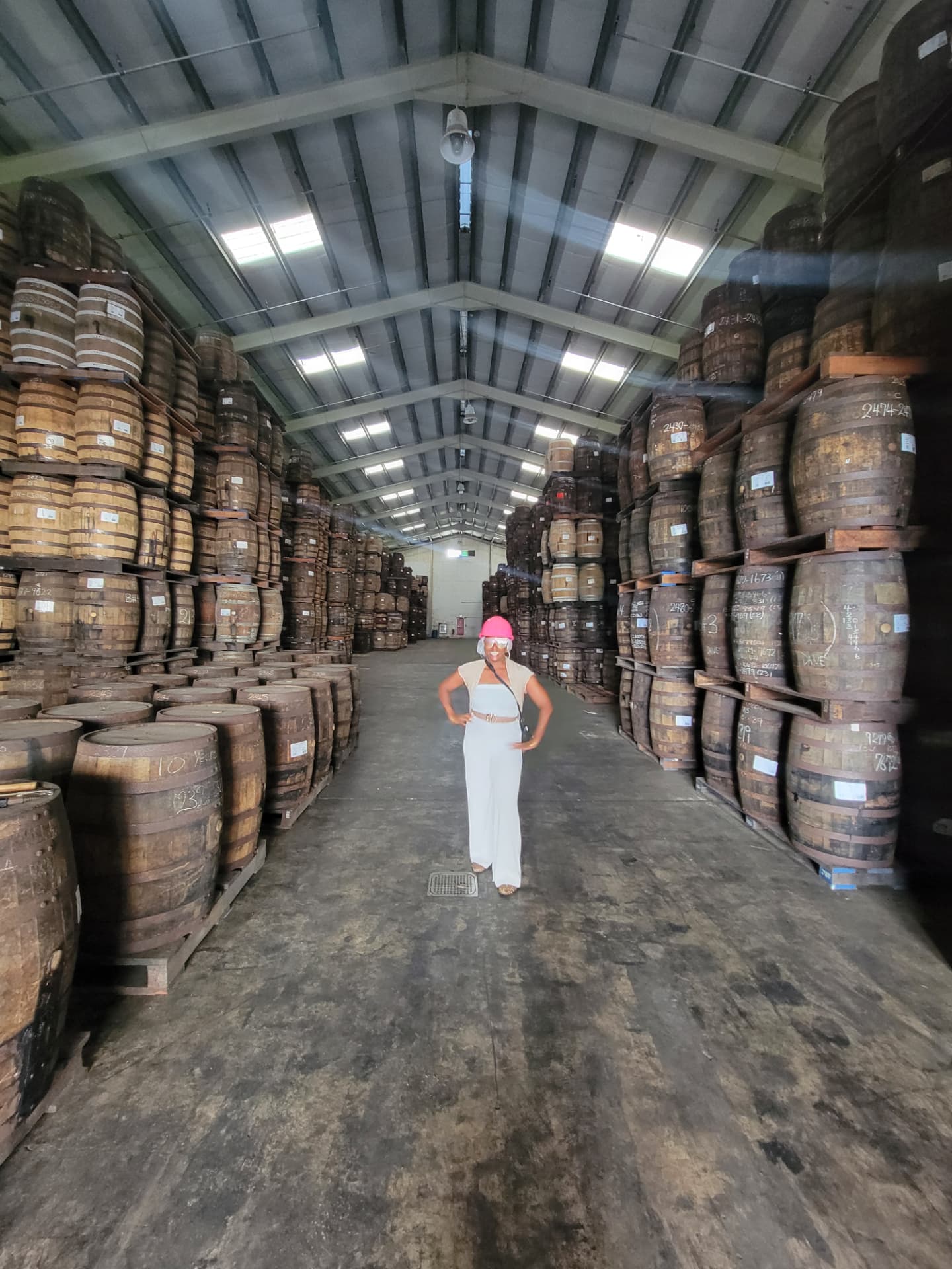 Aging rum barrels in a Barbados distillery