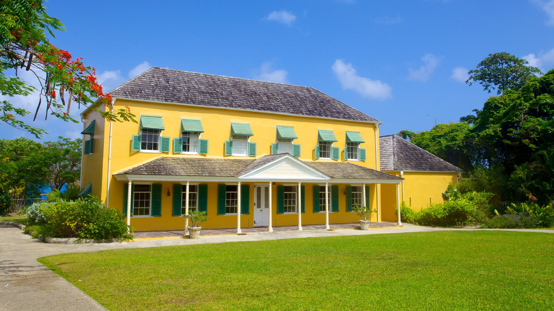The historic yellow George Washington House in Barbados